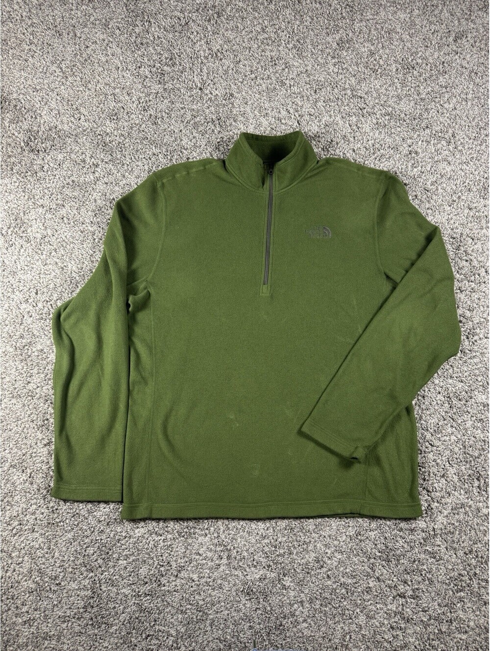 The North Face Men’s M Quarter Zip Fleece Pullover Green Outdoor Hiking Jacket